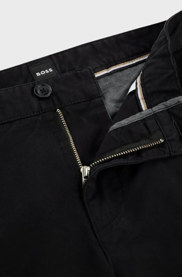 HUGO BOSS Calças E Calções>Chinos Em Ajuste Regular Em Gabardine De Algodão Elástico