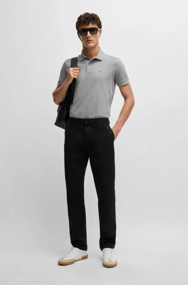HUGO BOSS Calças E Calções>Chinos Em Ajuste Regular Em Gabardine De Algodão Elástico