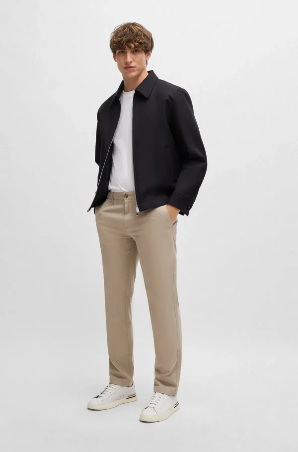 HUGO BOSS Calças E Calções>Chinos Em Ajuste Regular Em Gabardine De Algodão Elástico