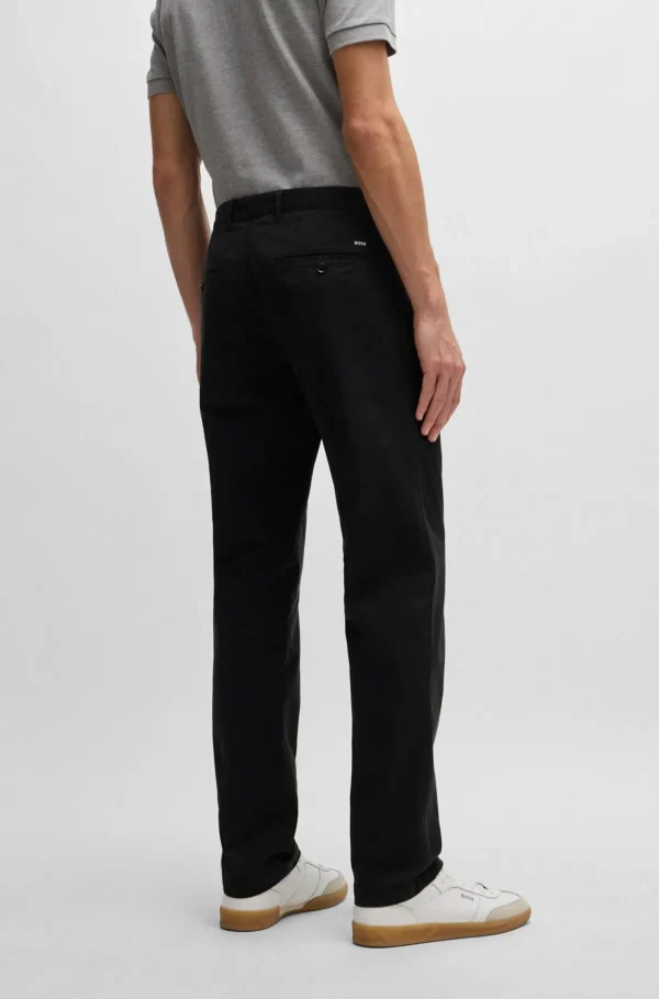 HUGO BOSS Calças E Calções>Chinos Em Ajuste Regular Em Gabardine De Algodão Elástico