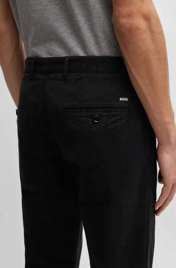 HUGO BOSS Calças E Calções>Chinos Em Ajuste Regular Em Gabardine De Algodão Elástico