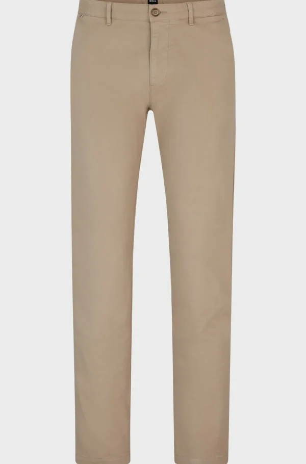 HUGO BOSS Calças E Calções>Chinos Em Ajuste Regular Em Gabardine De Algodão Elástico
