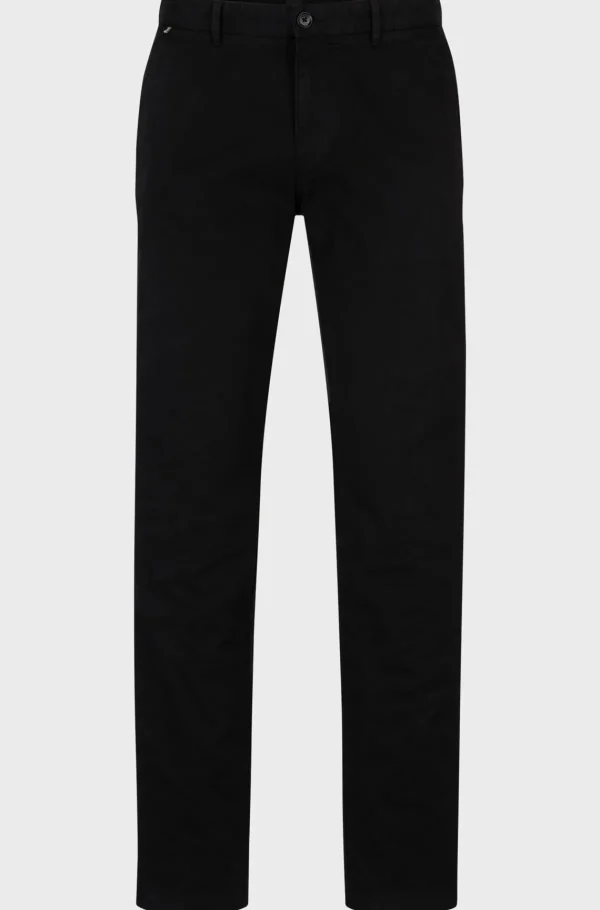 HUGO BOSS Calças E Calções>Chinos Em Ajuste Regular Em Gabardine De Algodão Elástico