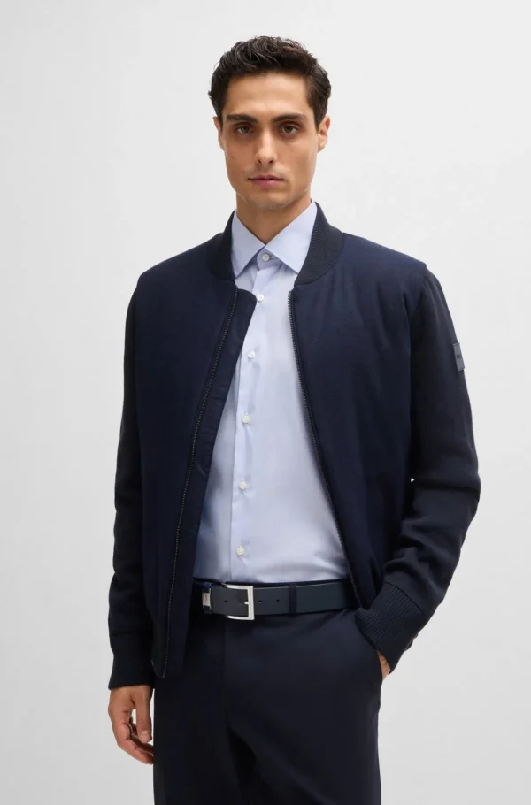 HUGO BOSS Artigos Essenciais | Cintos>Cinto De Pele Italiana Com Logótipo E Detalhes Escovados