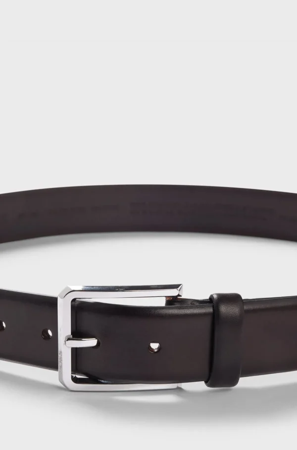 HUGO BOSS Cintos>Cinto Em Pele Italiana Com Fivela Em Metal Polido