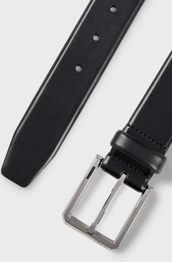 HUGO BOSS Cintos>Cinto Em Pele Italiana Com Fivela Em Metal Polido