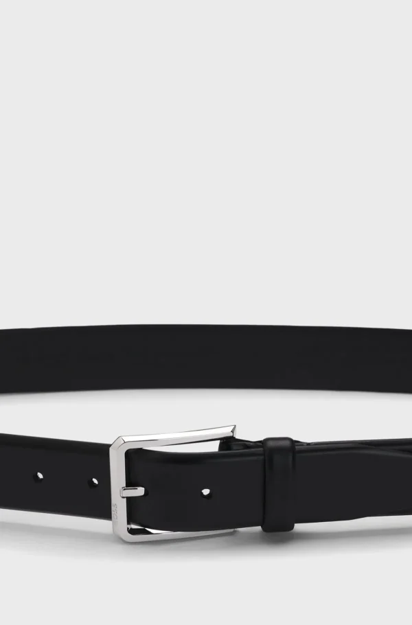 HUGO BOSS Cintos>Cinto Em Pele Italiana Com Fivela Em Metal Polido