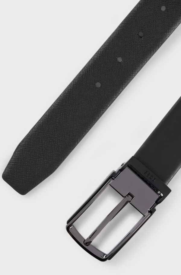 HUGO BOSS Cintos>Cinto Reversível Em Pele Italiana Com Protetor Da Marca