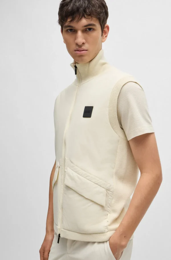 HUGO BOSS Casacos>Colete Acolchoado De Material Misto Com Emblema De Logótipo