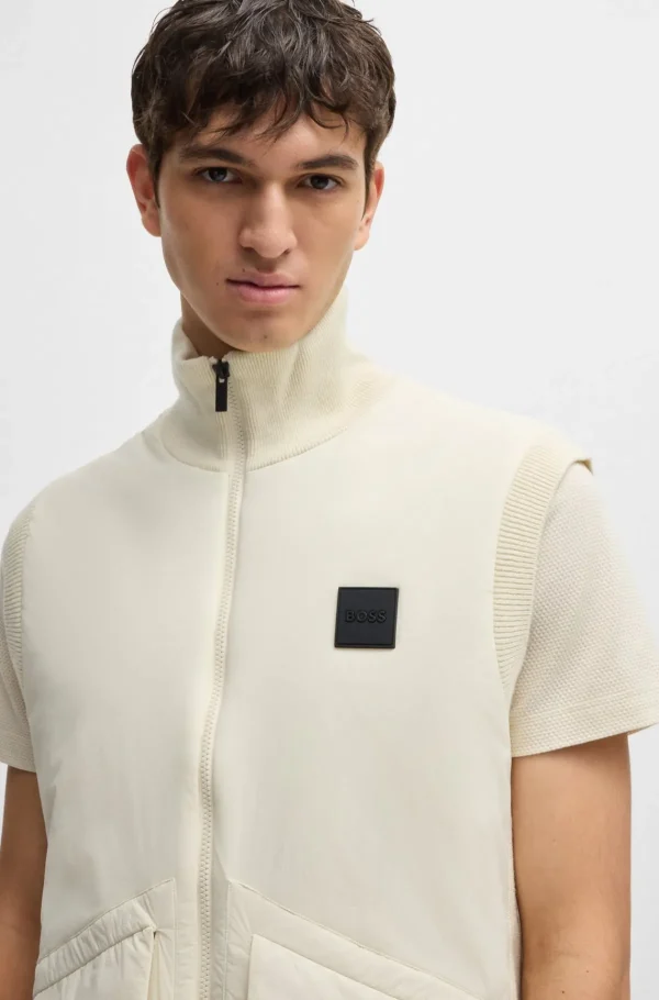 HUGO BOSS Casacos>Colete Acolchoado De Material Misto Com Emblema De Logótipo