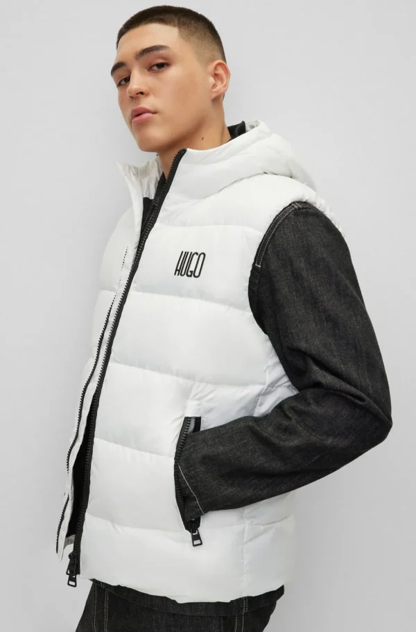 HUGO BOSS Casacos>Colete Com Capuz Impermeável Com Detalhe De Logótipo