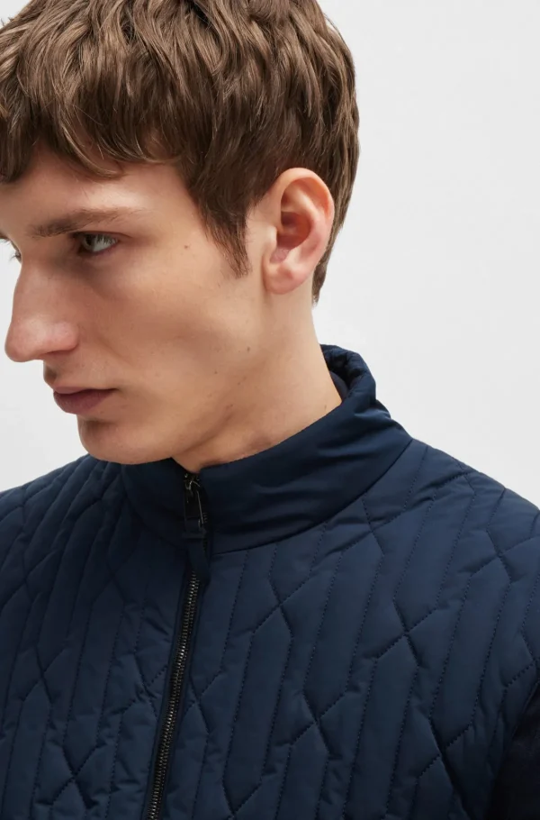 HUGO BOSS Casacos>Colete De Ajuste Regular Em Algodão De Lã Com Acolchoado Exclusivo