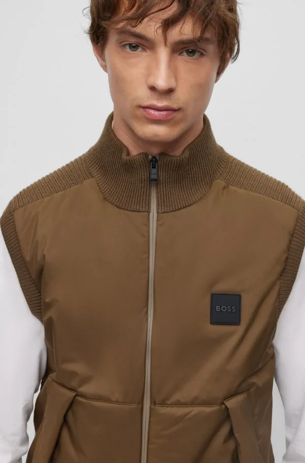 HUGO BOSS Casacos>Colete De Ajuste Regular Com Emblema De Logótipo
