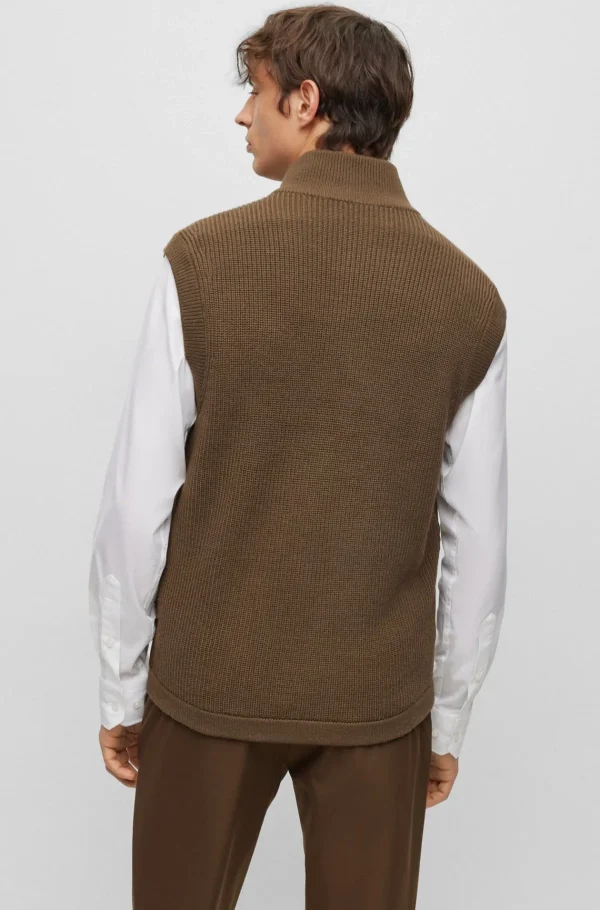 HUGO BOSS Casacos>Colete De Ajuste Regular Com Emblema De Logótipo