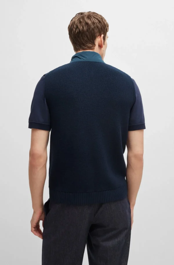 HUGO BOSS Casacos>Colete De Ajuste Regular Em Algodão De Lã Com Acolchoado Exclusivo