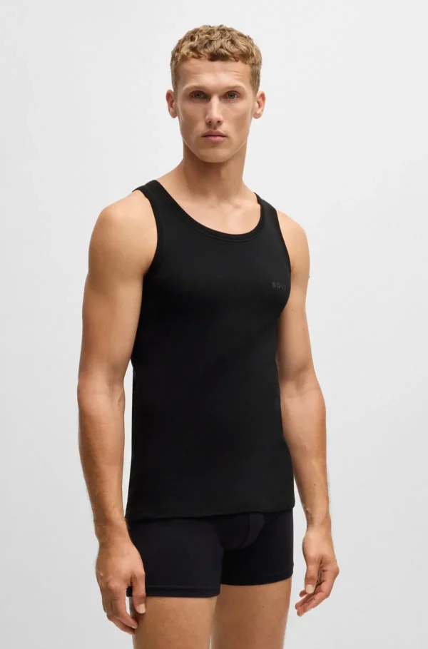 HUGO BOSS Roupa Interior>Colete Interior De Algodão Canelado Com Estampado De Logótipo