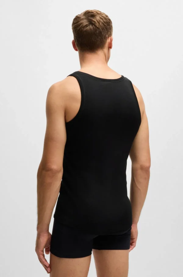HUGO BOSS Roupa Interior>Colete Interior De Algodão Canelado Com Estampado De Logótipo