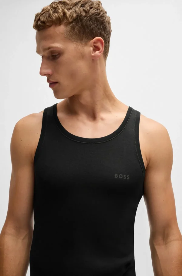 HUGO BOSS Roupa Interior>Colete Interior De Algodão Canelado Com Estampado De Logótipo