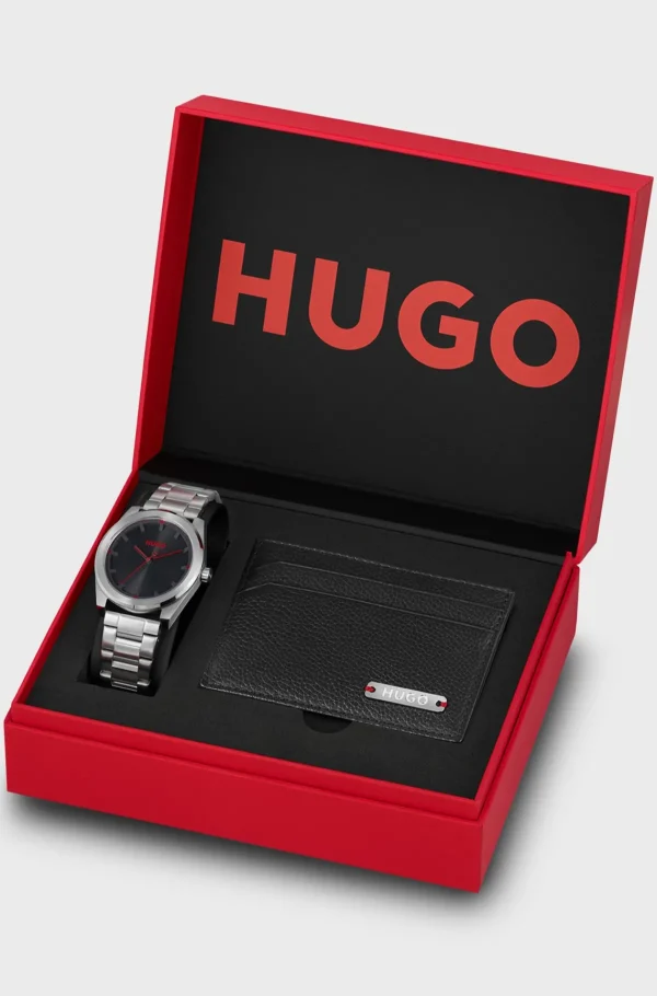 HUGO BOSS Relógios>Conjunto De Oferta Com Porta-cartões Em Pele E Relógio Com Mostrador Preto