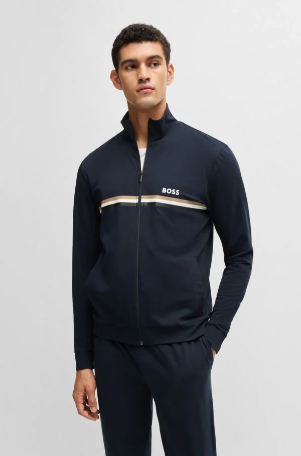 HUGO BOSS Pijamas E Loungewear>Conjunto De Roupa Descontraída Em Algodão Elástico Com Riscas E Logótipos Exclusivos