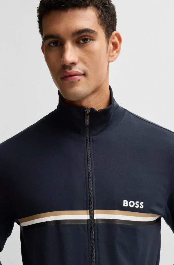 HUGO BOSS Pijamas E Loungewear>Conjunto De Roupa Descontraída Em Algodão Elástico Com Riscas E Logótipos Exclusivos