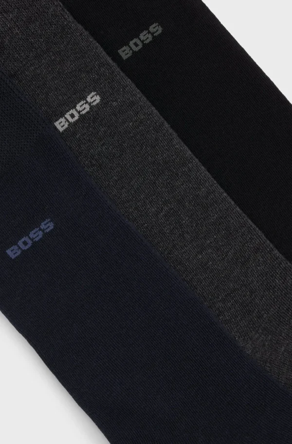 HUGO BOSS Meias>Conjunto De Três Pares De Meias Regulares Em Tecido Elástico
