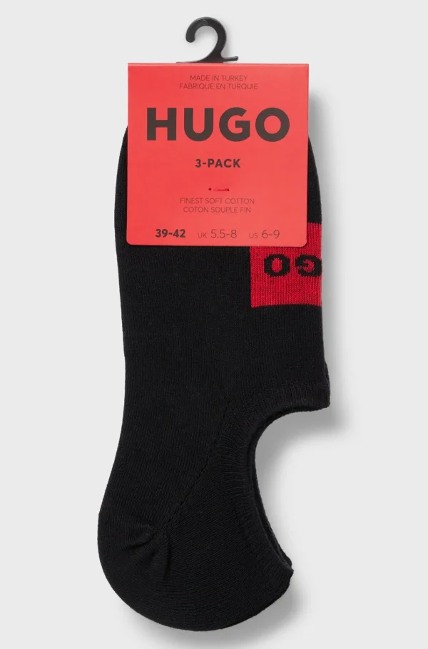 HUGO BOSS Meias>Conjunto De Três Pares De Meias Invisíveis Com Etiquetas Em Vermelho