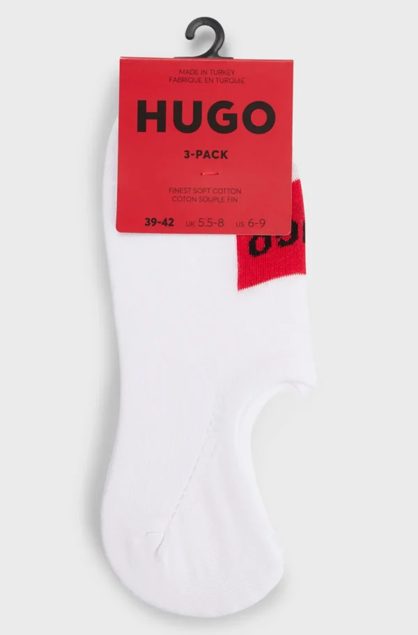 HUGO BOSS Meias>Conjunto De Três Pares De Meias Invisíveis Com Etiquetas Em Vermelho