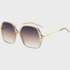 MULHER HUGO BOSS Óculos>Óculos Escuros De Tom Dourado Com Pontas Em Acetato Nude
