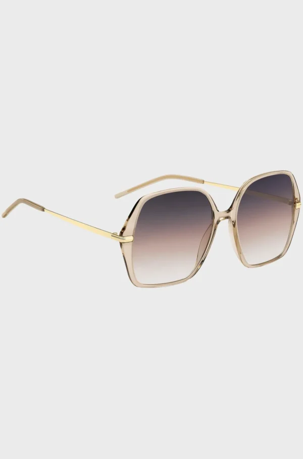 MULHER HUGO BOSS Óculos>Óculos Escuros De Tom Dourado Com Pontas Em Acetato Nude