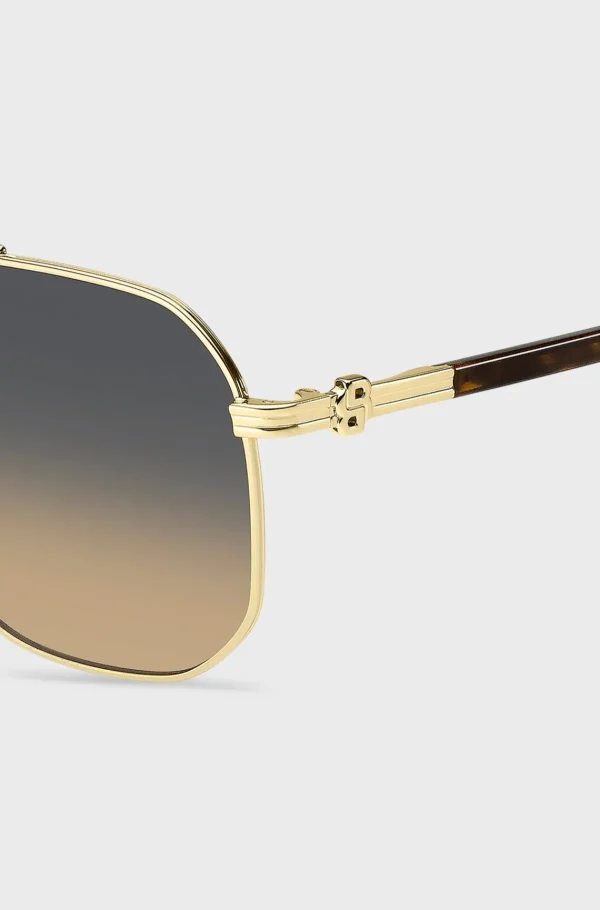 HUGO BOSS Óculos>Óculos Escuros Dourados Com Monogramas Double B