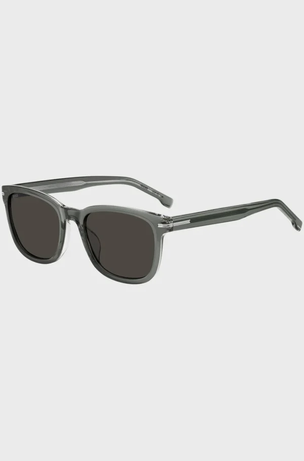 HUGO BOSS Óculos>Óculos Escuros Em Acetato Cinzento Com Efeito Transparente