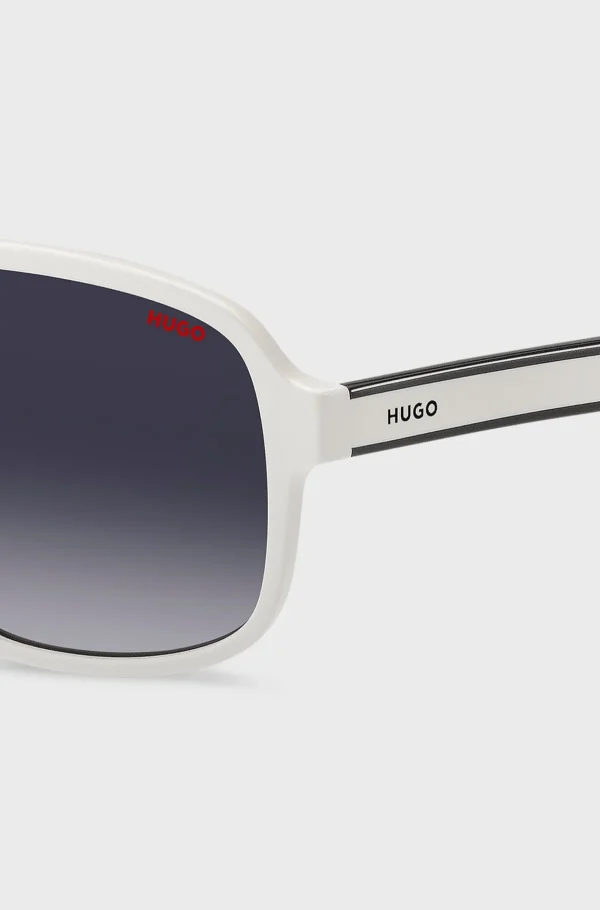 MULHER HUGO BOSS Óculos>Óculos Escuros Em Acetato Com Hastes Sobrepostas