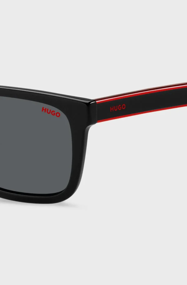 HUGO BOSS Óculos>Óculos Escuros Em Acetato Com Hastes Sobrepostas