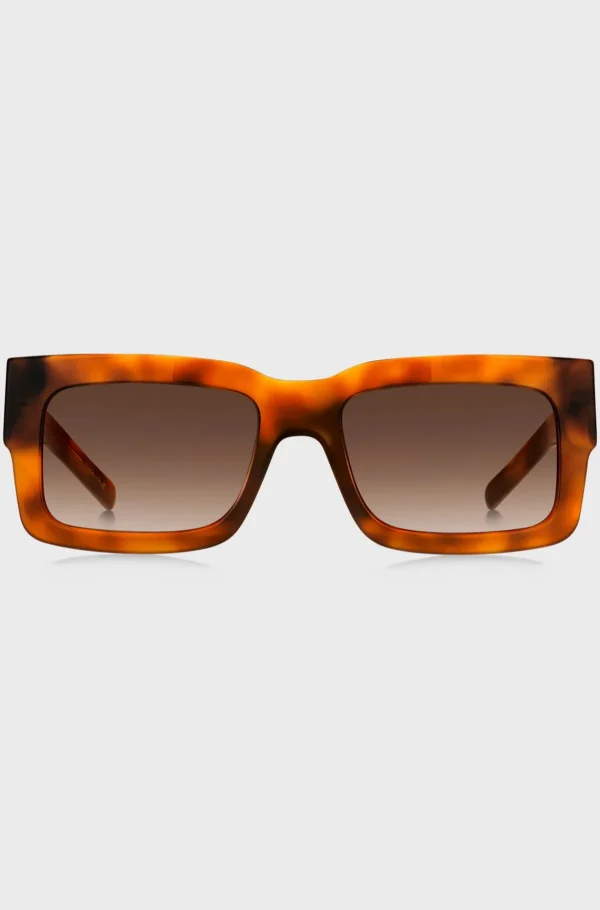 MULHER HUGO BOSS Óculos>Óculos Escuros Em Acetato De Havana Com Monograma Double B