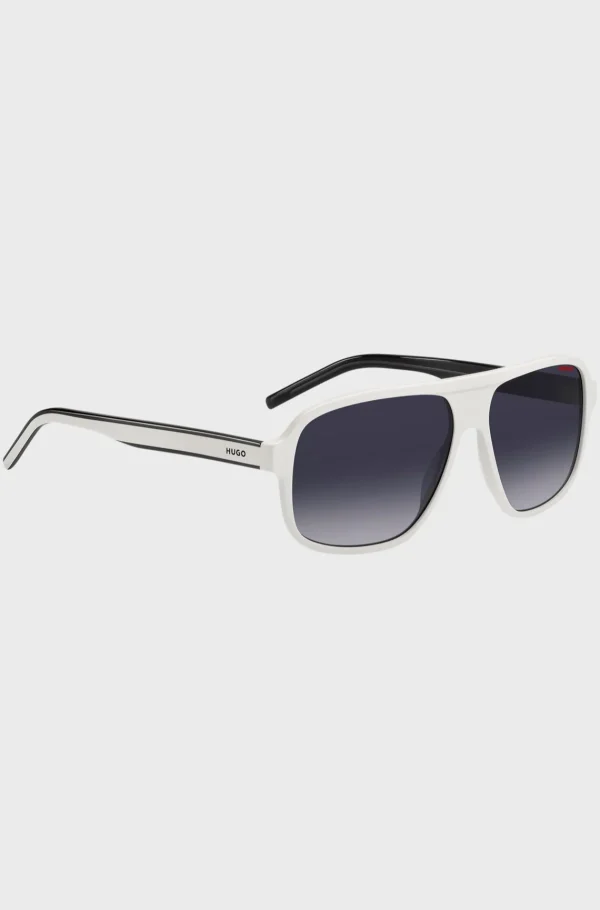 MULHER HUGO BOSS Óculos>Óculos Escuros Em Acetato Com Hastes Sobrepostas