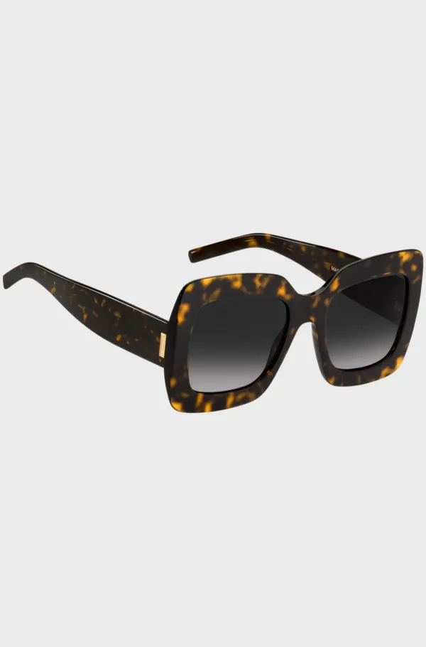 MULHER HUGO BOSS Óculos>Óculos Escuros Em Acetato De Havana Com Material De Assinatura