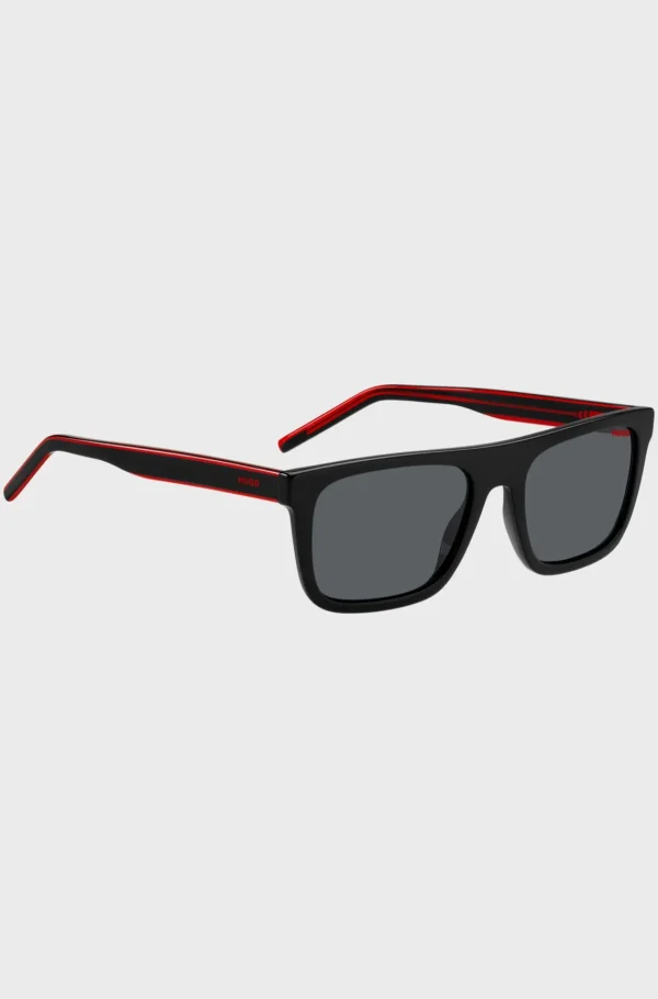 HUGO BOSS Óculos>Óculos Escuros Em Acetato Com Hastes Sobrepostas