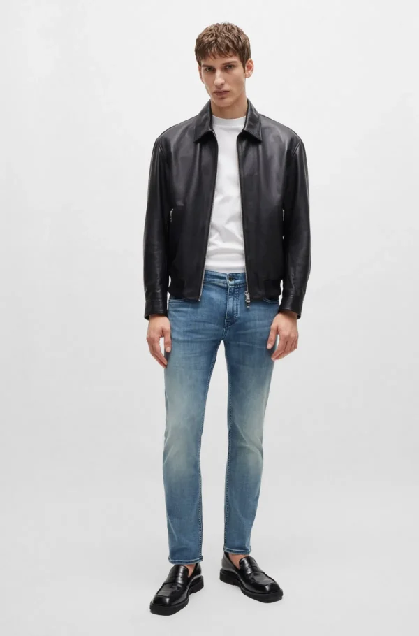 HUGO BOSS Calças De Ganga>Delaware Calças De Ganga De Ajuste Slim Em Ganga Azul Super Suave