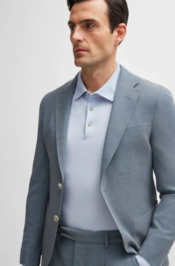HUGO BOSS Fatos>Fato De Ajuste Slim Em Mistura De Lã Com Micropadrão