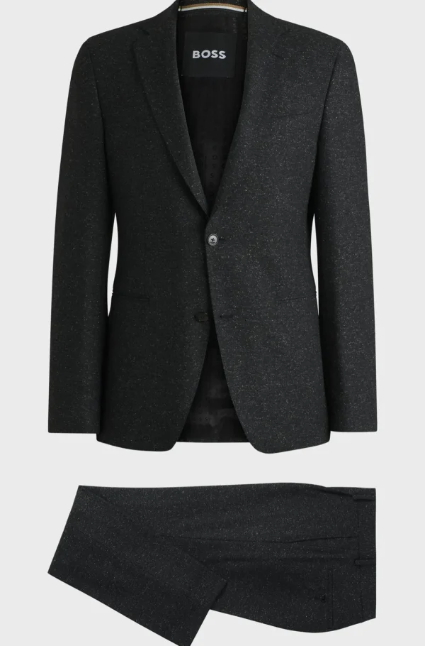 HUGO BOSS Fatos>Fato De Ajuste Slim Em Mistura De Lã Com Micropadrão