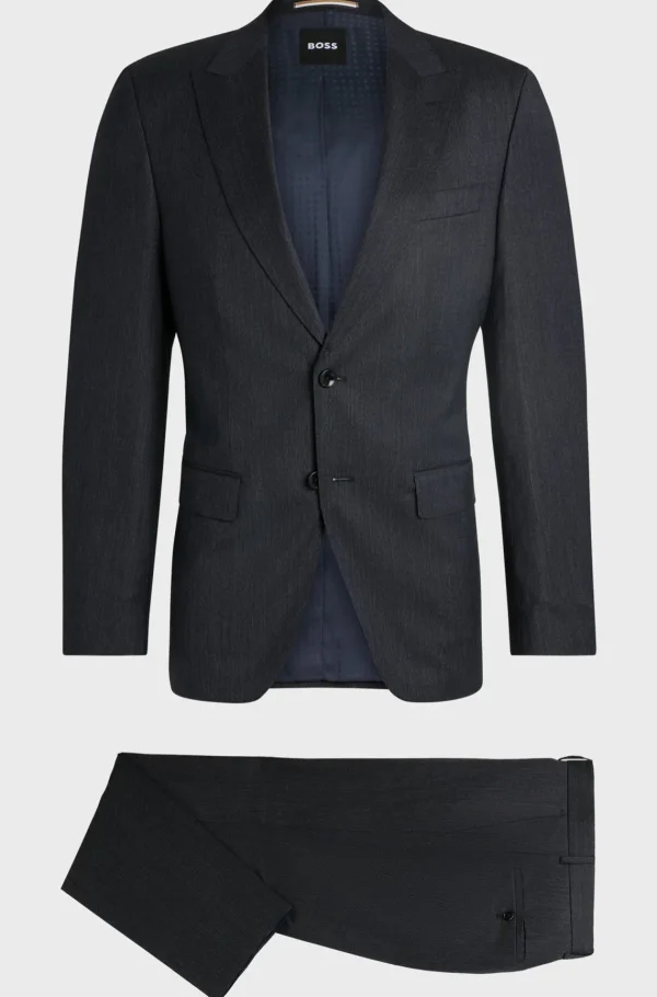 HUGO BOSS Fatos>Fato De Ajuste Slim Em Mistura De Lã Com Micropadrão