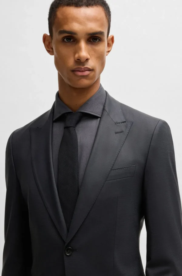 HUGO BOSS Fatos>Fato De Ajuste Slim Em Mistura De Lã Com Micropadrão