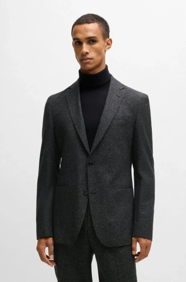 HUGO BOSS Fatos>Fato De Ajuste Slim Em Mistura De Lã Com Micropadrão