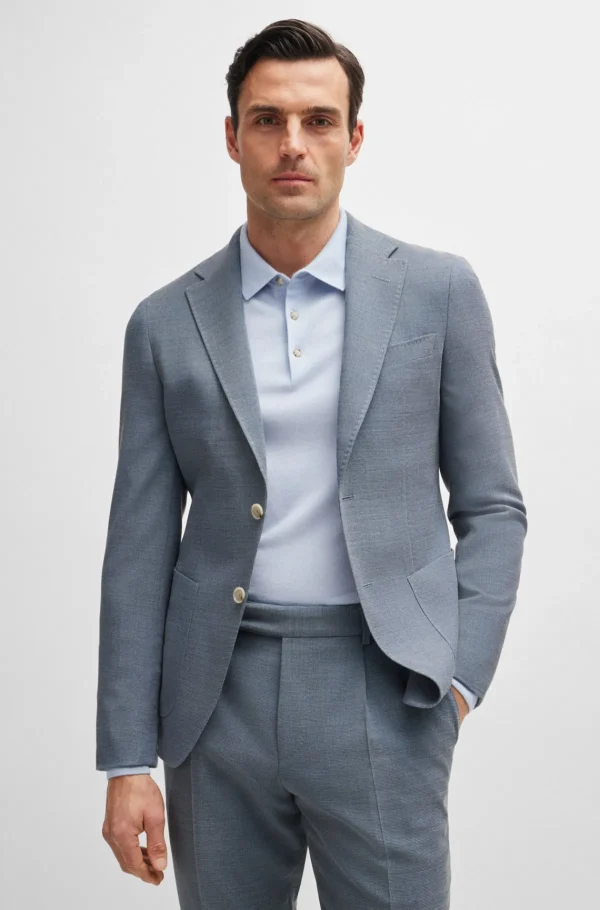 HUGO BOSS Fatos>Fato De Ajuste Slim Em Mistura De Lã Com Micropadrão