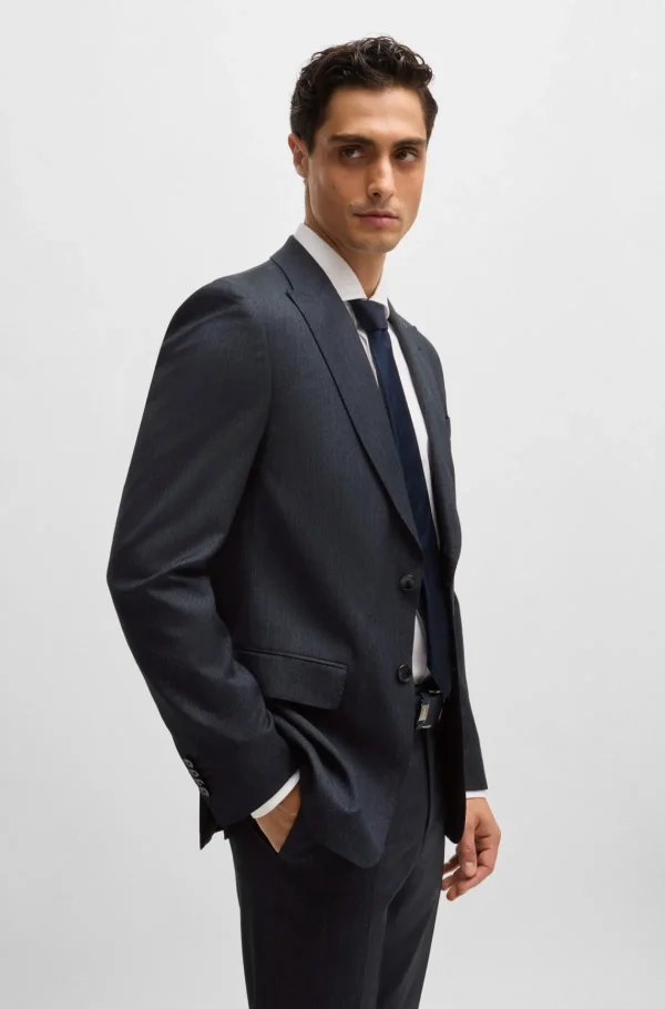 HUGO BOSS Fatos>Fato De Ajuste Slim Em Mistura De Lã Com Micropadrão