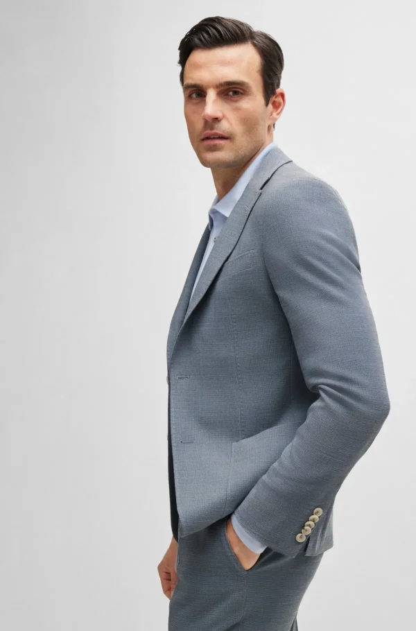 HUGO BOSS Fatos>Fato De Ajuste Slim Em Mistura De Lã Com Micropadrão