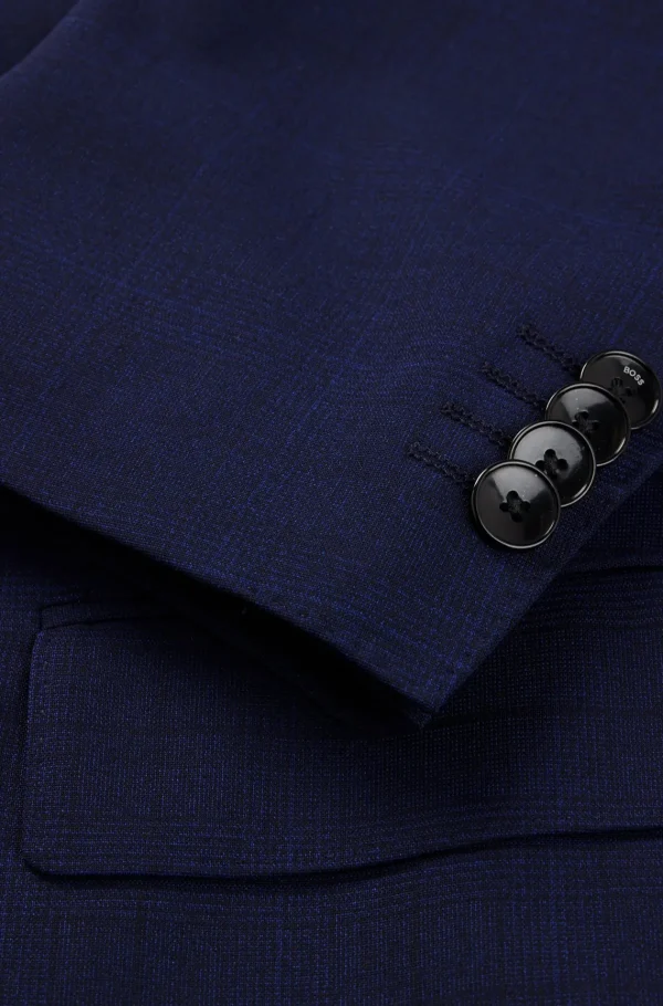 HUGO BOSS Fatos>Fato De Três Peças De Ajuste Slim Em Tecido Elástico Axadrezado