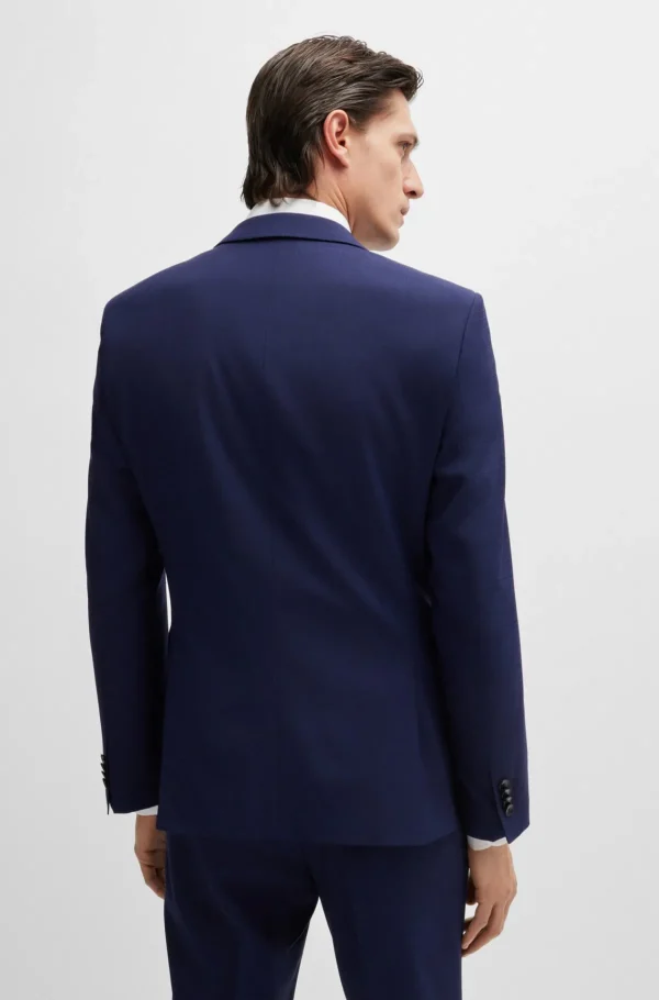HUGO BOSS Fatos>Fato De Três Peças De Ajuste Slim Em Tecido Elástico Axadrezado
