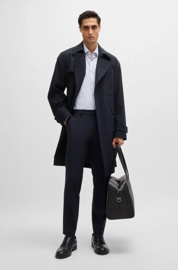 HUGO BOSS Sobretudos E Parkas>Gabardine Repelente à água Em Flanela Elástica